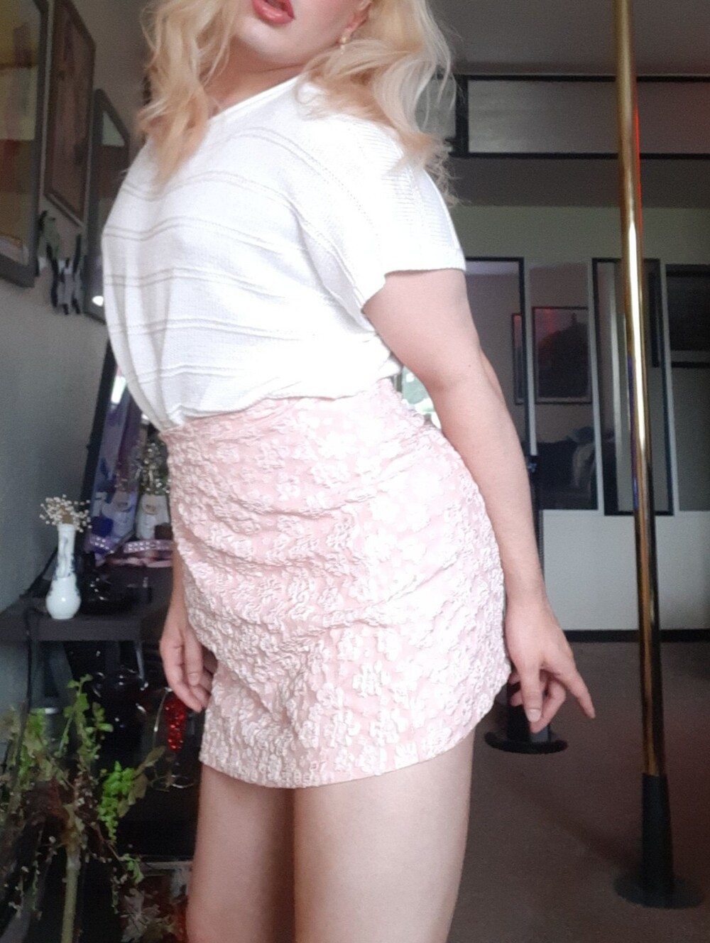 Pink Floral Jacquard Skirt
